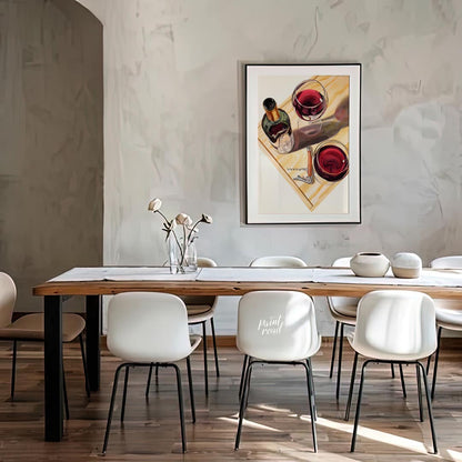 A stylish and graphic poster featuring a classic margarita cocktail. The artwork utilizes bold line… for dining room