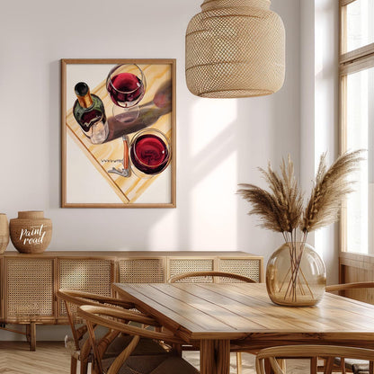 A stylish and graphic poster featuring a classic margarita cocktail. The artwork utilizes bold line… for dining room