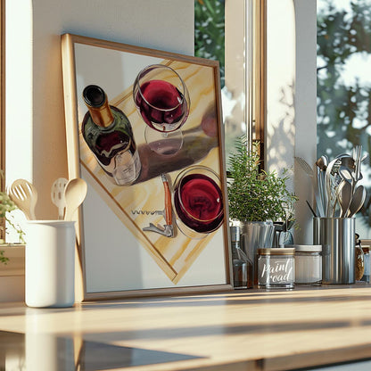 A stylish and graphic poster featuring a classic margarita cocktail. The artwork utilizes bold line… for kitchen