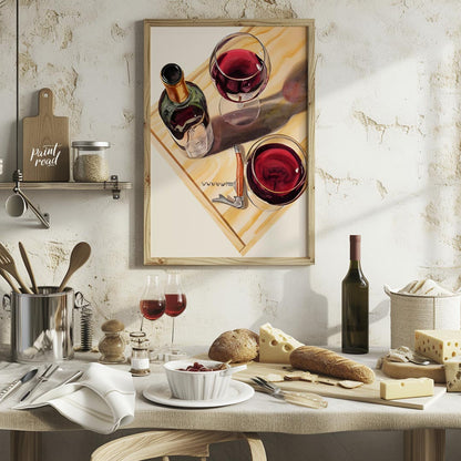 A stylish and graphic poster featuring a classic margarita cocktail. The artwork utilizes bold line… for kitchen