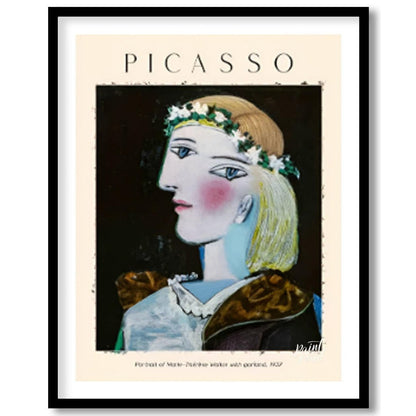 This elegant poster features Pablo Picasso’s “Portrait of Marie-Thérèse Walter with Garland,” paint… for abode