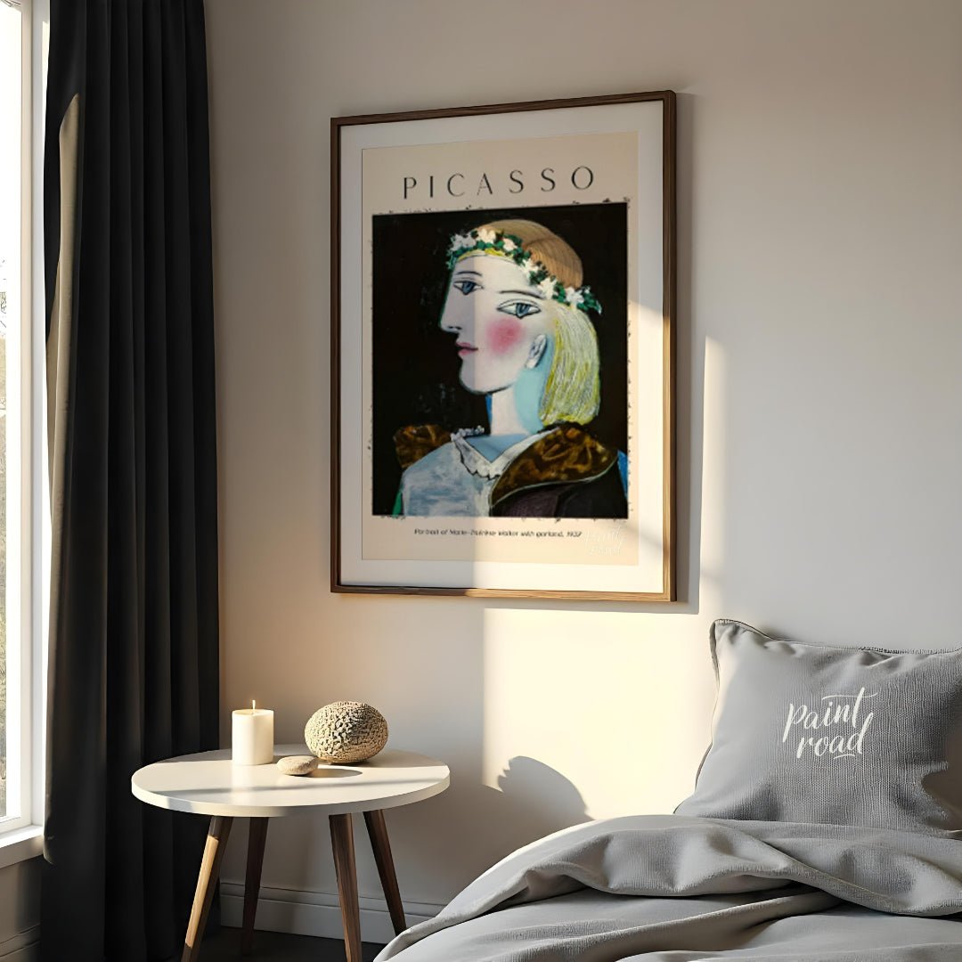 This elegant poster features Pablo Picasso’s “Portrait of Marie-Thérèse Walter with Garland,” paint… for bedroom