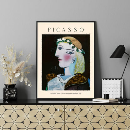 This elegant poster features Pablo Picasso’s “Portrait of Marie-Thérèse Walter with Garland,” paint… for office