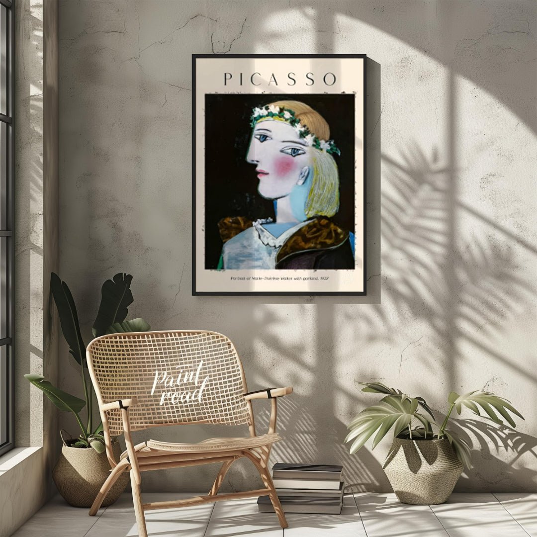 This elegant poster features Pablo Picasso’s “Portrait of Marie-Thérèse Walter with Garland,” paint… for other
