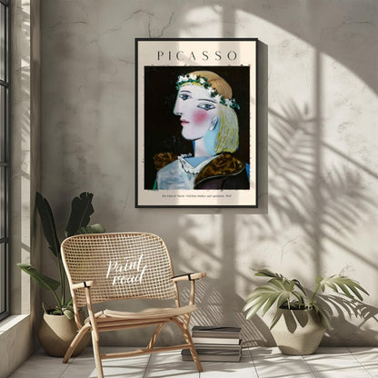 This elegant poster features Pablo Picasso’s “Portrait of Marie-Thérèse Walter with Garland,” paint… for other