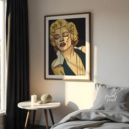 "Marilyn Fragment" presents a stylized portrait of Marilyn Monroe, rendered with bold lines and a f… for bedroom