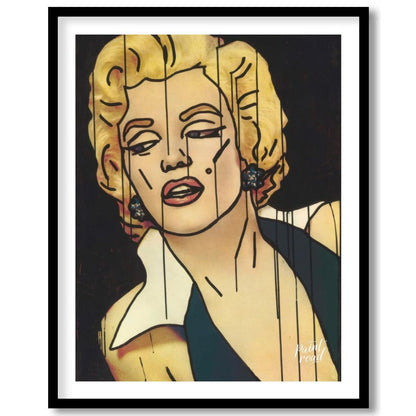 "Marilyn Fragment" presents a stylized portrait of Marilyn Monroe, rendered with bold lines and a f… for home