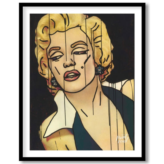 "Marilyn Fragment" presents a stylized portrait of Marilyn Monroe, rendered with bold lines and a f… for home