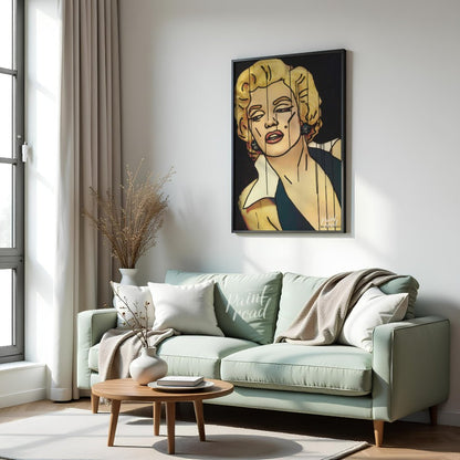"Marilyn Fragment" presents a stylized portrait of Marilyn Monroe, rendered with bold lines and a f… for living room