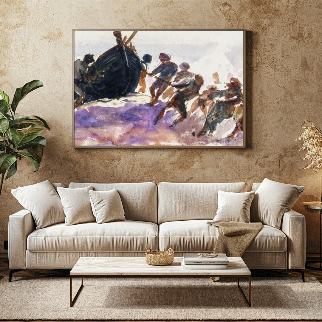 Immerse yourself in the lively dynamics of seafaring life with this evocative artwork capturing for Family Room