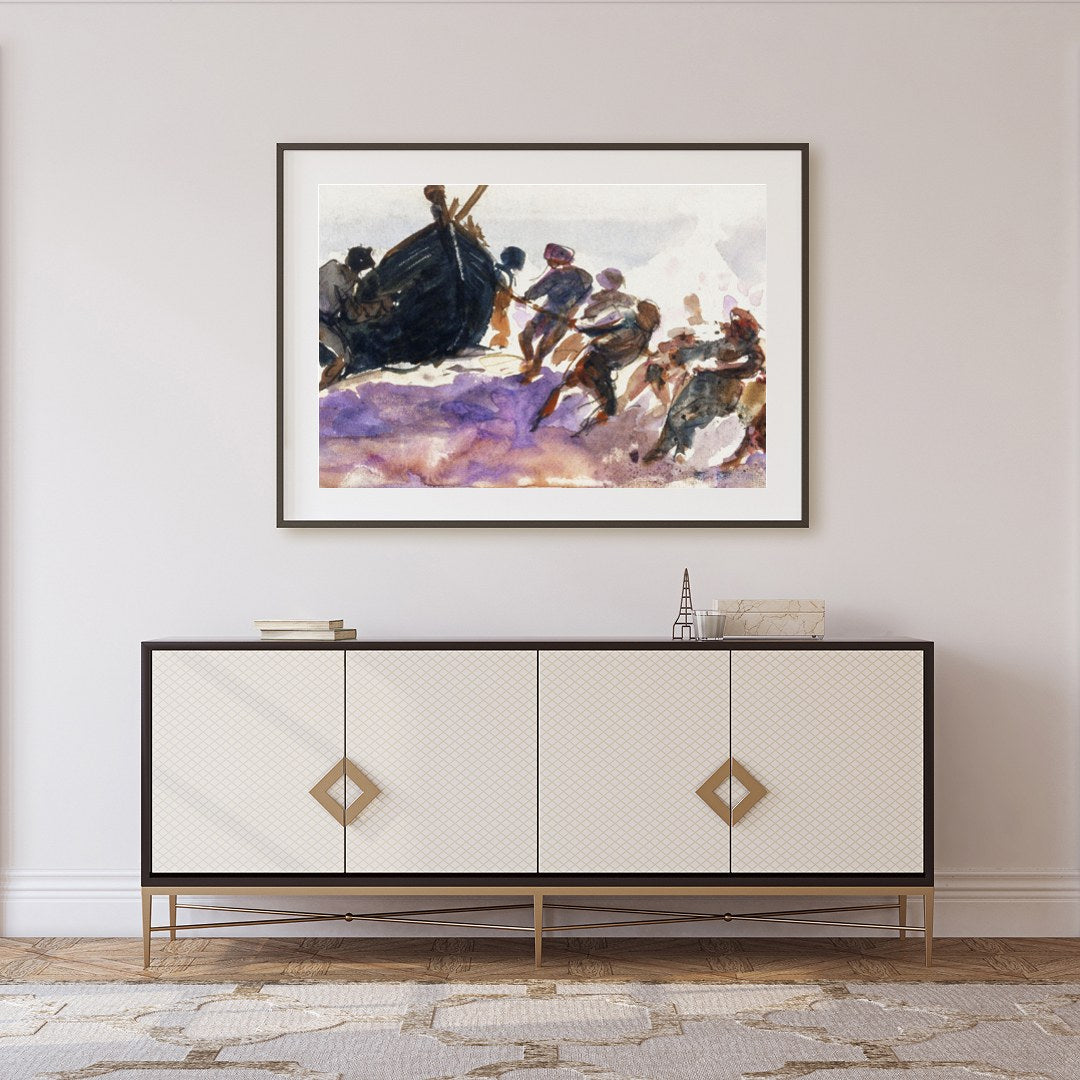 Immerse yourself in the lively dynamics of seafaring life with this evocative artwork capturing for Foyer