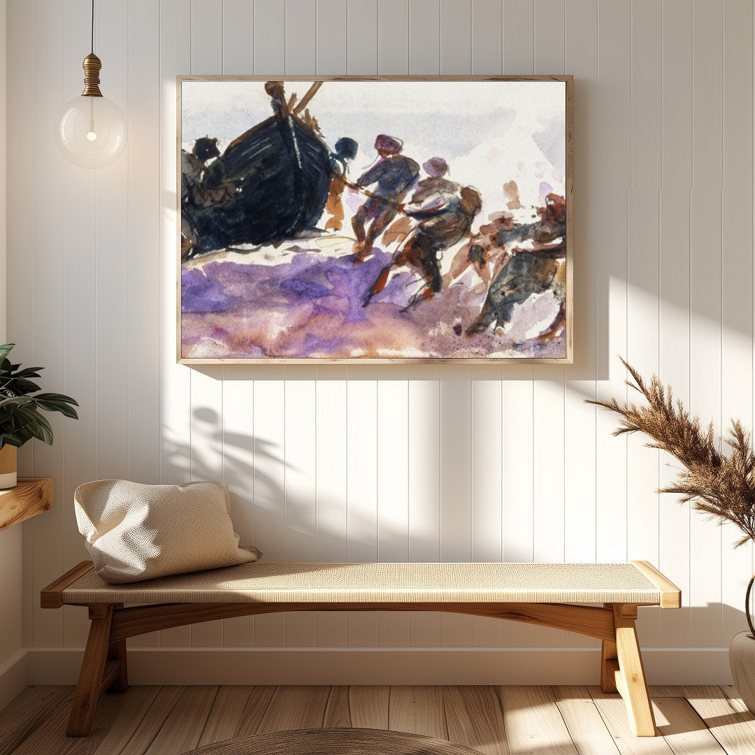 Immerse yourself in the lively dynamics of seafaring life with this evocative artwork capturing for Hallway