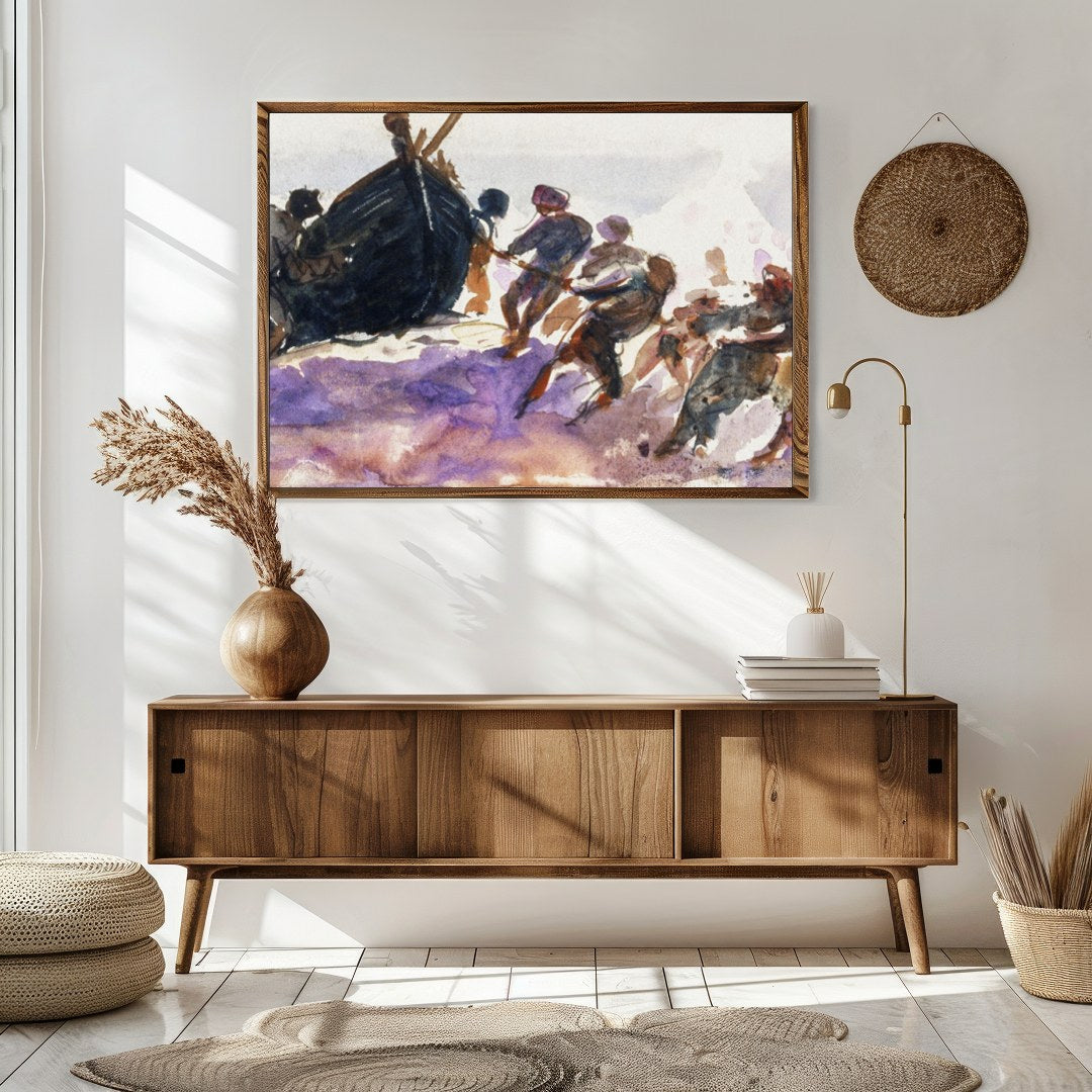 Immerse yourself in the lively dynamics of seafaring life with this evocative artwork capturing for Sitting Area