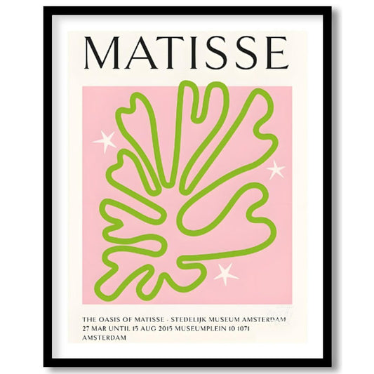 This poster showcases a captivating Matisse-inspired cut-out design, featuring a vibrant green, org… for home