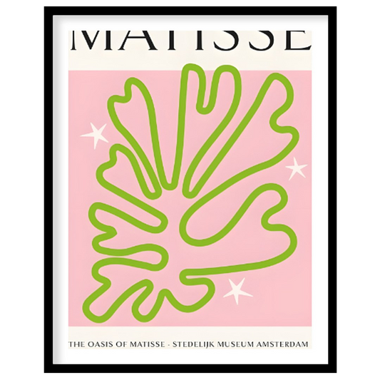 This poster showcases a captivating Matisse-inspired cut-out design, featuring a vibrant green, org… for home