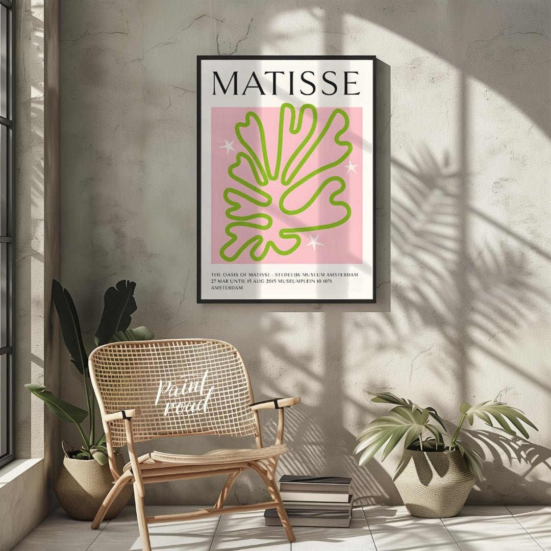 This poster showcases a captivating Matisse-inspired cut-out design, featuring a vibrant green, org… for other