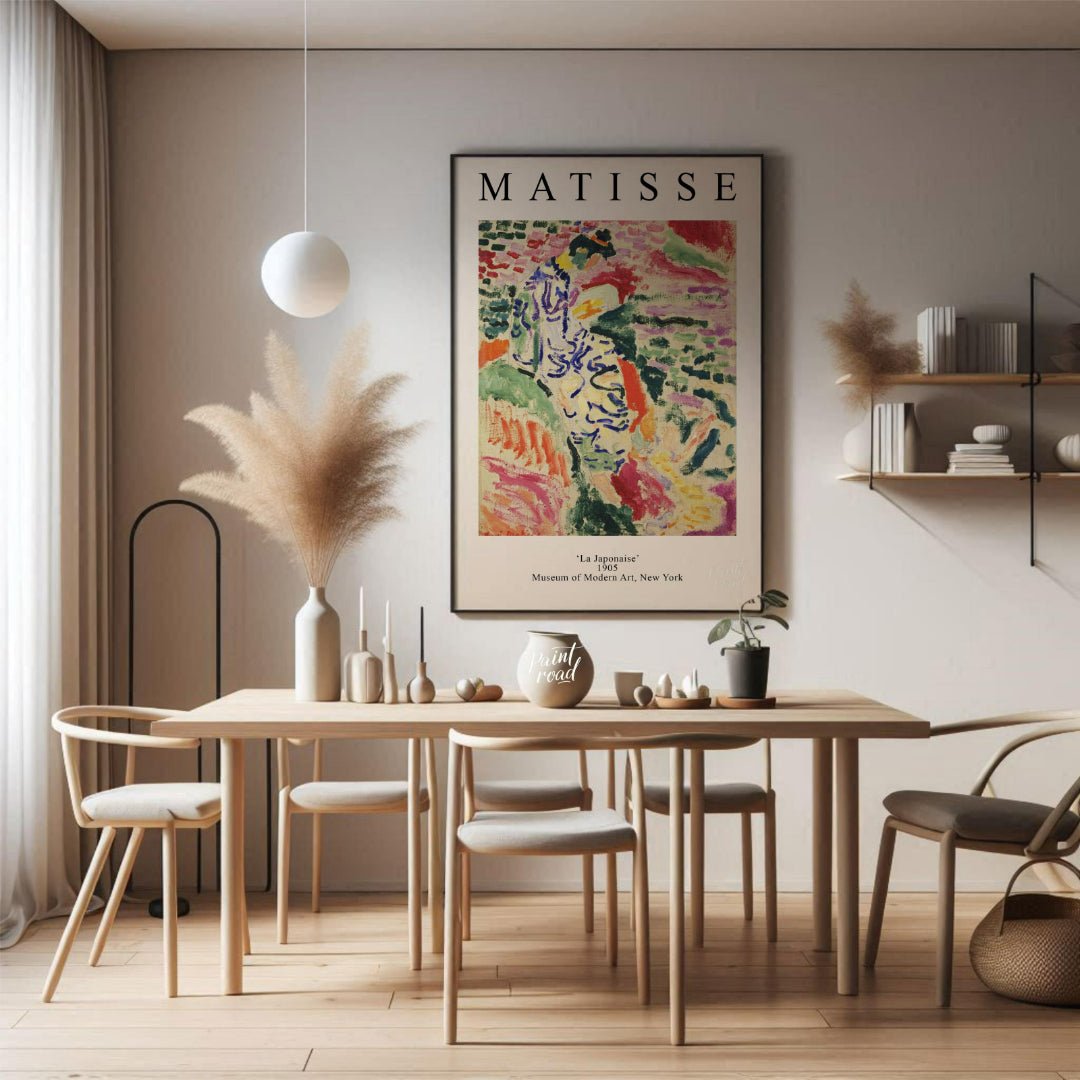 This poster features Henri Matisse’s “La Japonaise” from 1905, an early work that showcases his aud… for dining room
