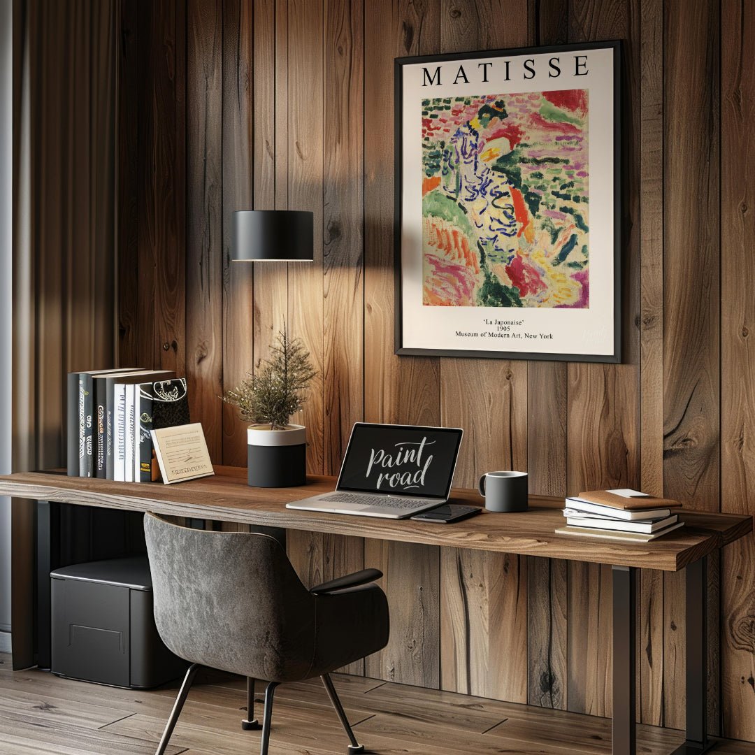This poster features Henri Matisse’s “La Japonaise” from 1905, an early work that showcases his aud… for office
