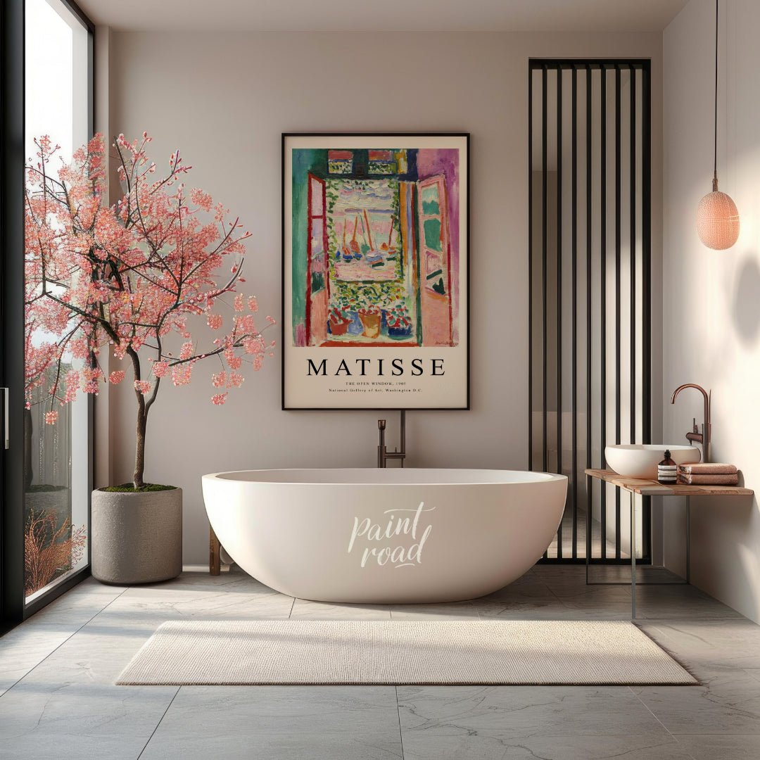 “Matisse Open Window” is a poster featuring Henri Matisse’s seminal 1905 painting, a defining work … for bathroom