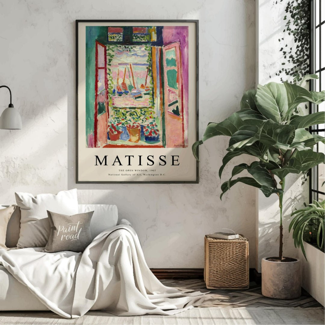 “Matisse Open Window” is a poster featuring Henri Matisse’s seminal 1905 painting, a defining work … for living room