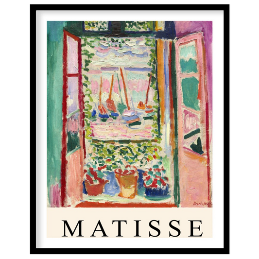 “Matisse Open Window” is a poster featuring Henri Matisse’s seminal 1905 painting, a defining work … for room
