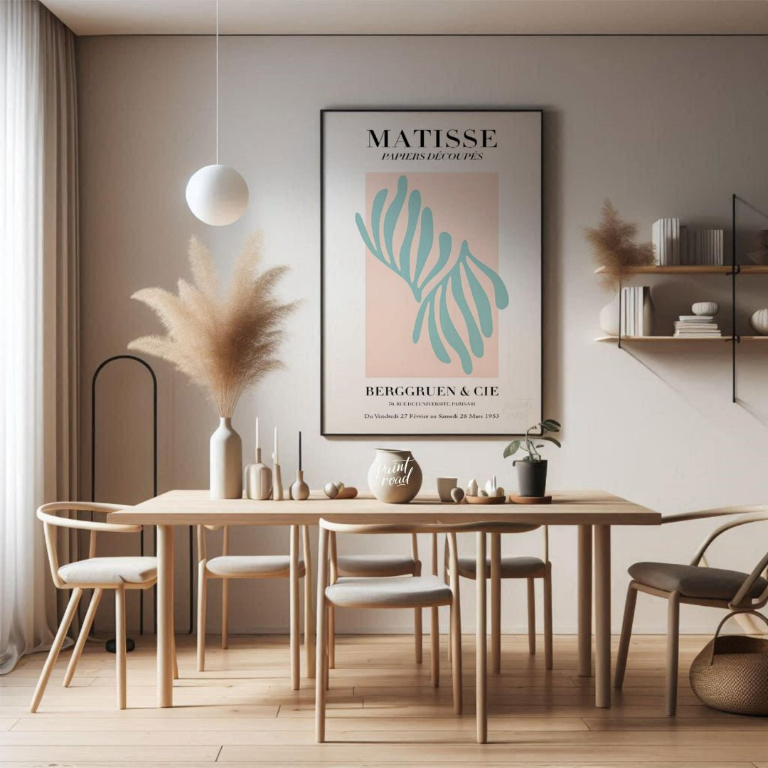 This elegant art print is inspired by Henri Matisse’s “Papiers Découpés” (cut-outs) series. It feat… for dining room