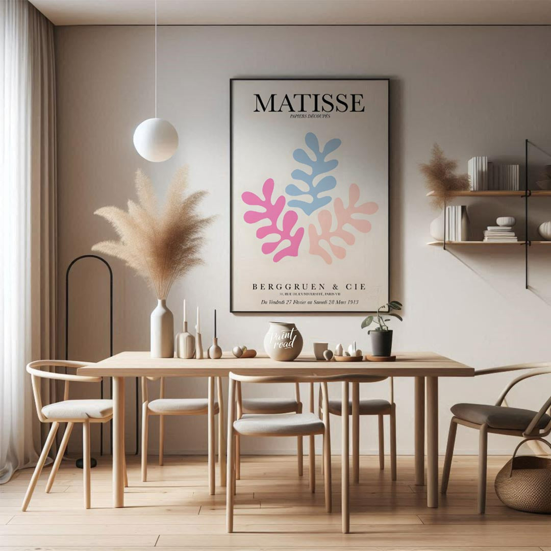 This elegant art print draws direct inspiration from Henri Matisse’s revolutionary “Papiers Découpé… for dining room