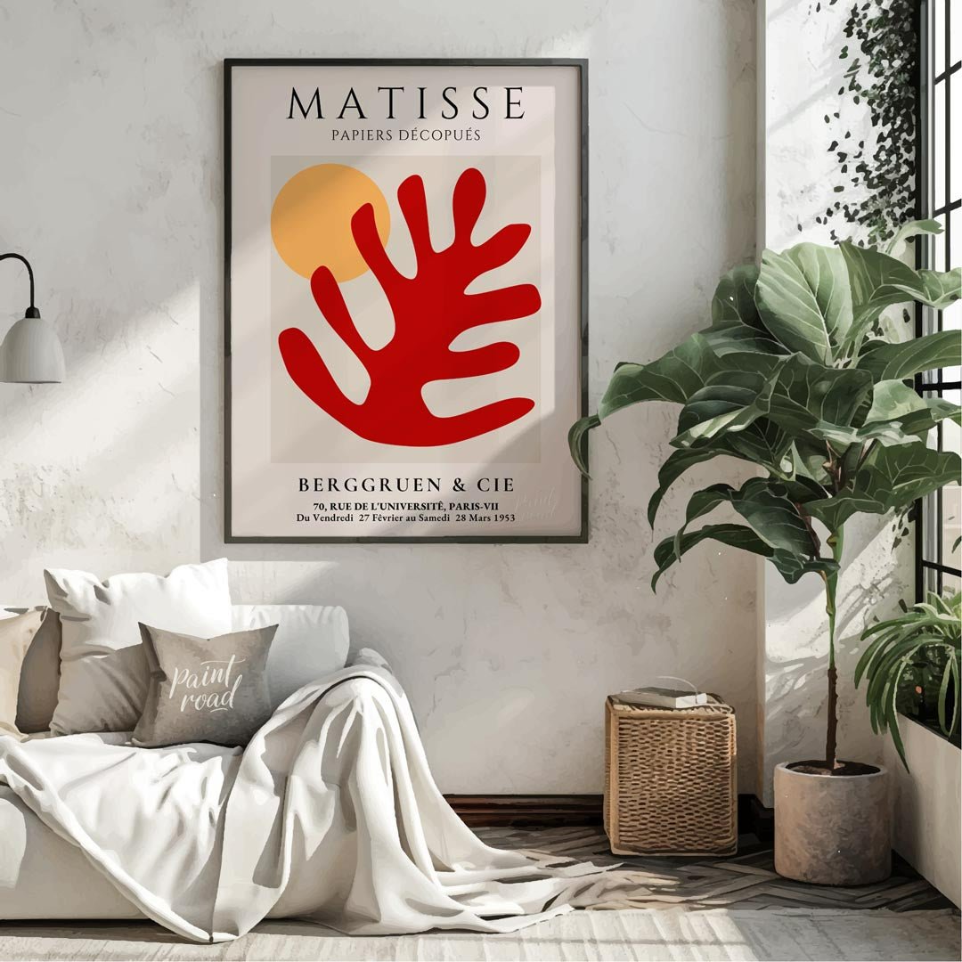 Matisse Red Leaf Painting available online at Paintroad showing art lover art print and artistic
