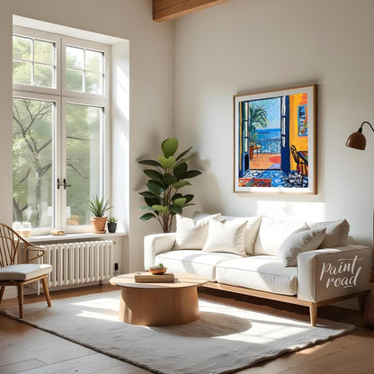 This vibrant and expressive painting is a clear homage to Henri Matisse’s “Open Window, Collioure” … for living room