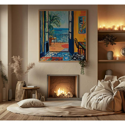 This vibrant and expressive painting is a clear homage to Henri Matisse’s “Open Window, Collioure” … for living room