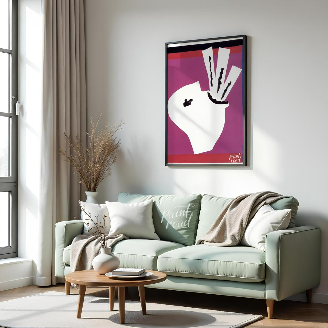 This captivating art print is from Henri Matisse’s renowned “Jazz” series, specifically depicting “… for living room