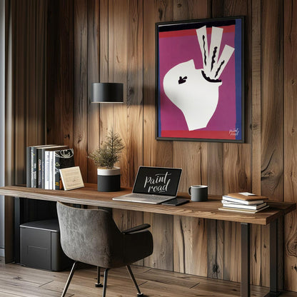 This captivating art print is from Henri Matisse’s renowned “Jazz” series, specifically depicting “… for office