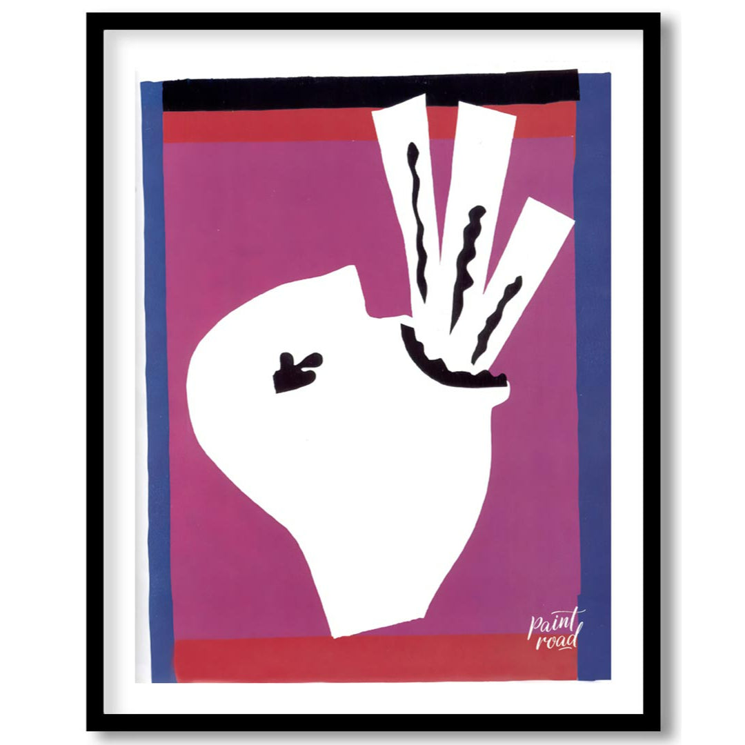 This captivating art print is from Henri Matisse’s renowned “Jazz” series, specifically depicting “… for sweet home