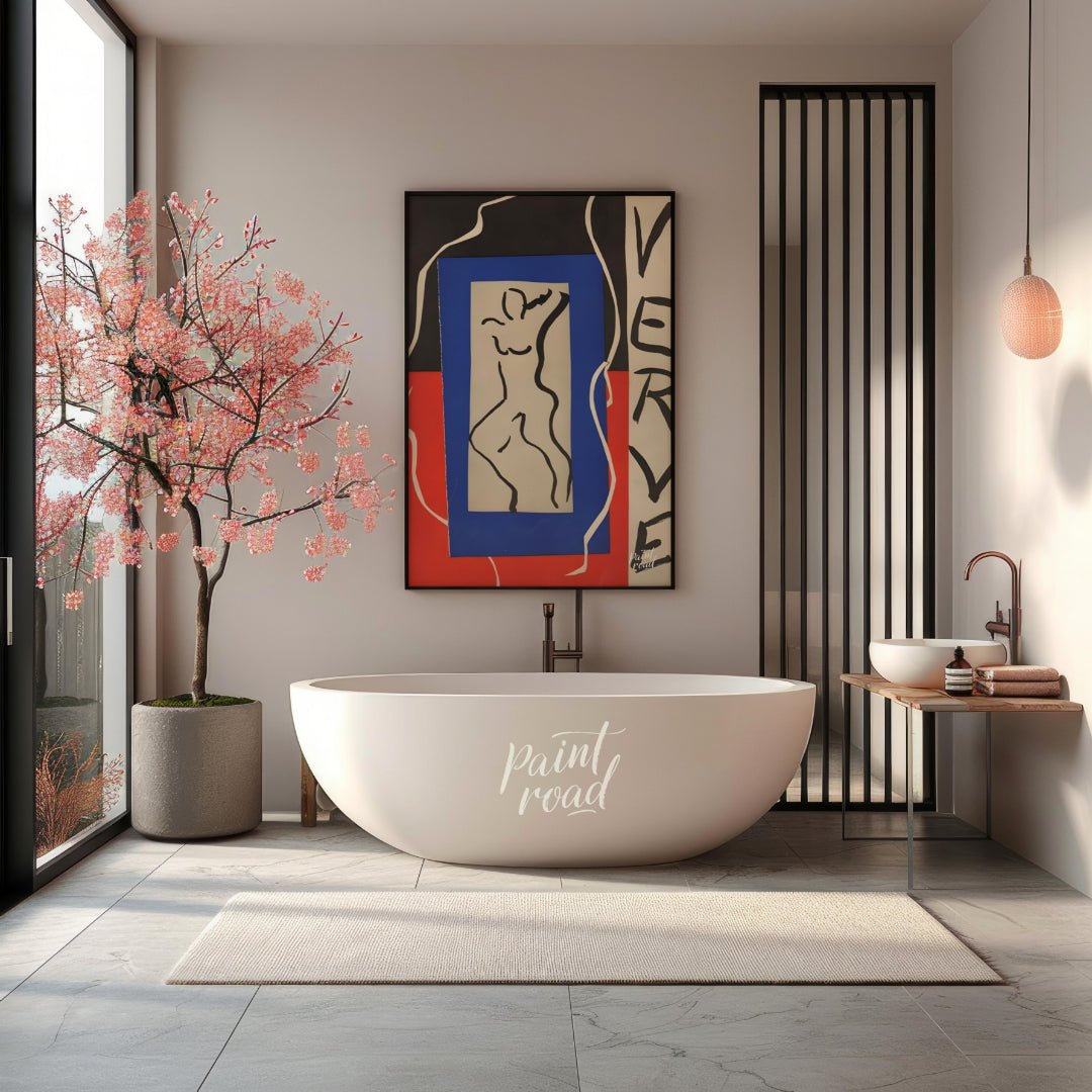 This striking print by Henri Matisse, associated with the “Verve” art review, showcases his masterf… for bathroom