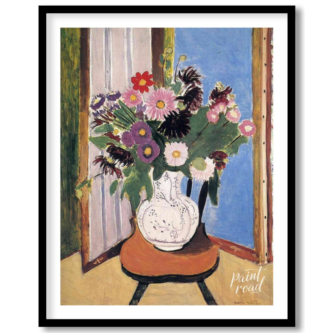"This painting, ""Daisies"" by Henri Matisse, captures a vibrant bouquet of flowers in a vase, set … for home