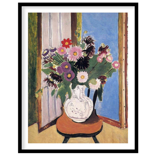 "This painting, ""Daisies"" by Henri Matisse, captures a vibrant bouquet of flowers in a vase, set … for home