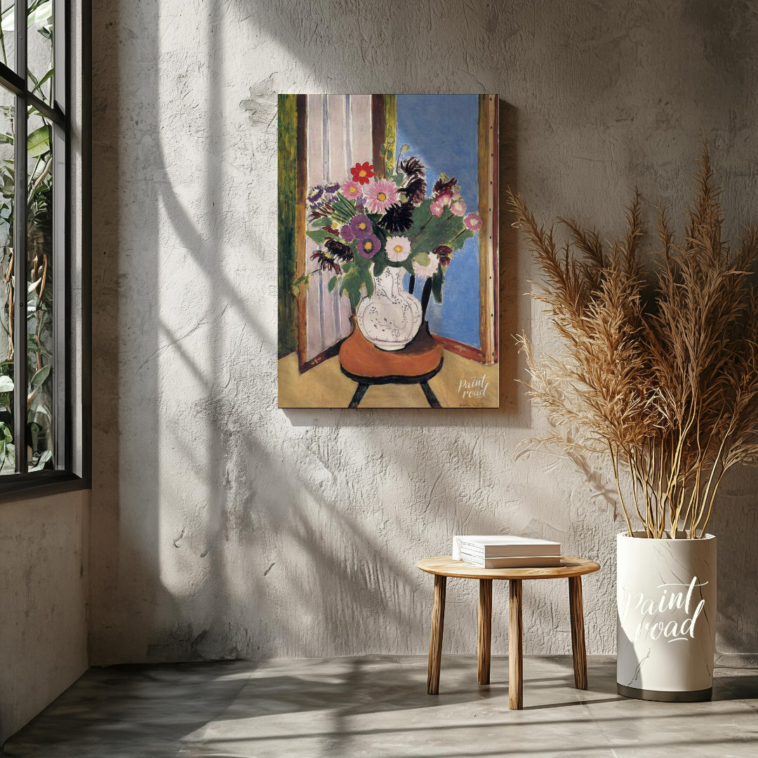 "This painting, ""Daisies"" by Henri Matisse, captures a vibrant bouquet of flowers in a vase, set … for other