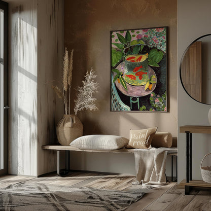 "This painting, ""Goldfish"" by Henri Matisse, captures a vibrant and playful scene with goldfish s… for living room