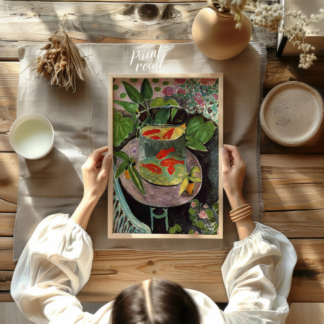 "This painting, ""Goldfish"" by Henri Matisse, captures a vibrant and playful scene with goldfish s… for other