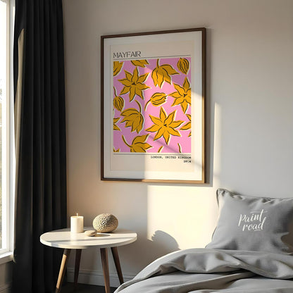 The Mayfair Bloom Poster is a vibrant and artistic representation of floral elegance, designed with… for bedroom
