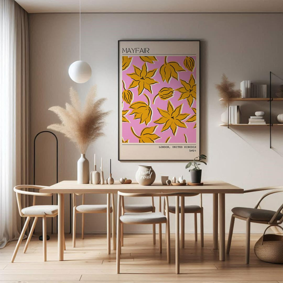 The Mayfair Bloom Poster is a vibrant and artistic representation of floral elegance, designed with… for dining room