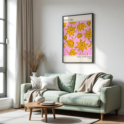 The Mayfair Bloom Poster is a vibrant and artistic representation of floral elegance, designed with… for living room