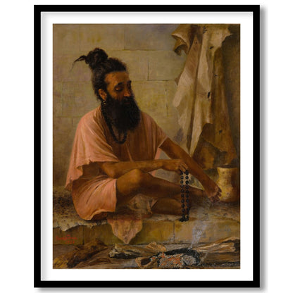 Immerse yourself in the serenity of contemplation with 'Meditative Monk in Earthy Hues.' This for decor