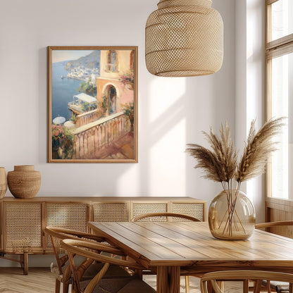 Experience the tranquil beauty of a Mediterranean seaside town with this impressionistic piece. for Extra Kitchen