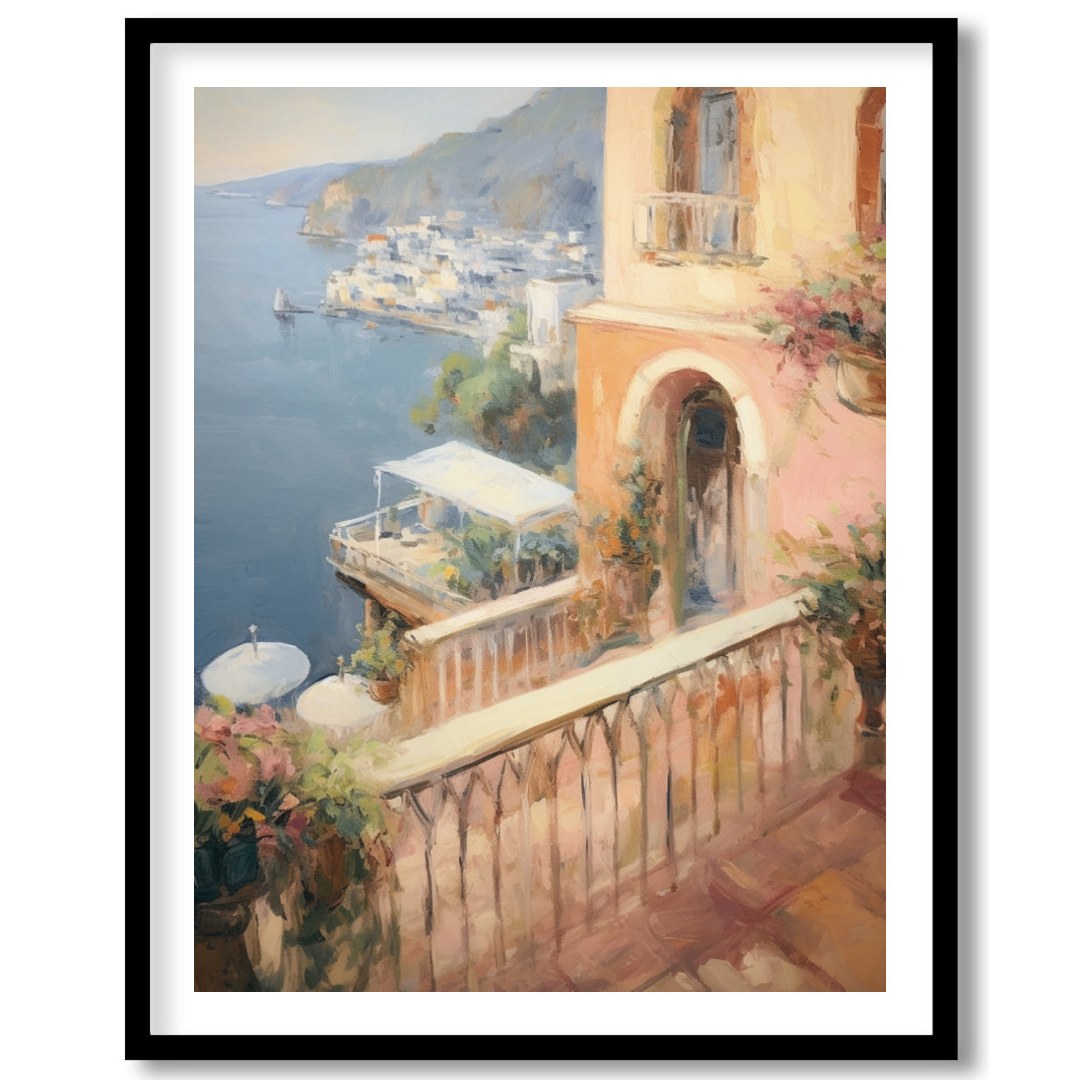 Experience the tranquil beauty of a Mediterranean seaside town with this impressionistic piece. for haven