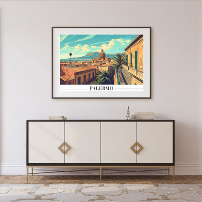 Immerse yourself in the architectural beauty of Palermo with this exquisite piece. The warm tones for Foyer