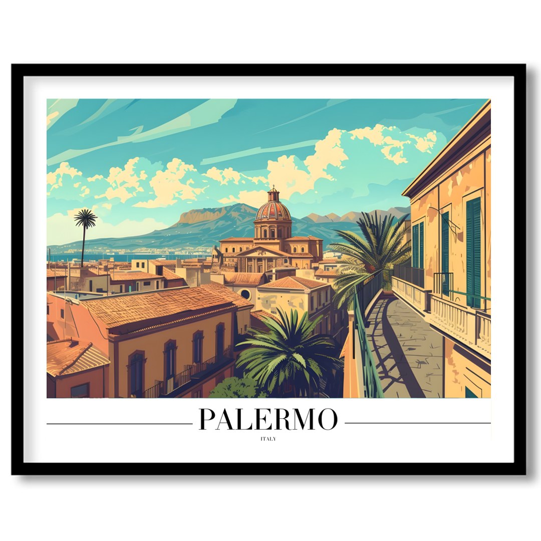 Immerse yourself in the architectural beauty of Palermo with this exquisite piece. The warm tones for gallery
