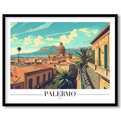 Immerse yourself in the architectural beauty of Palermo with this exquisite piece. The warm tones for gallery