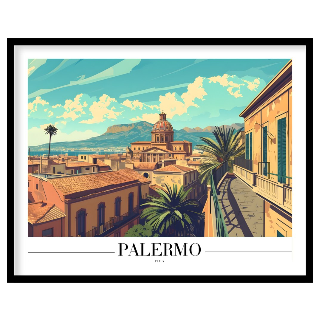 Immerse yourself in the architectural beauty of Palermo with this exquisite piece. The warm tones for gallery