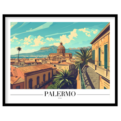 Immerse yourself in the architectural beauty of Palermo with this exquisite piece. The warm tones for gallery